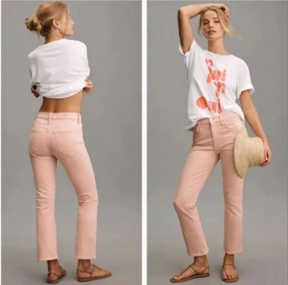 MOTHER The Insider Hover Jeans Women 26 Peach Parfait Flare NWT $218